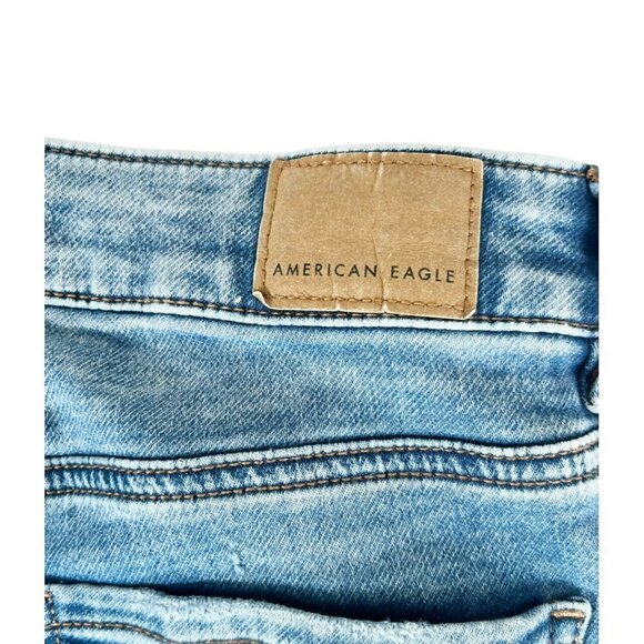 AMERICAN EAGLE Women's Sz 2 Super Stretch Hi Rise Jegging Jeans Patches - Picture 8 of 11